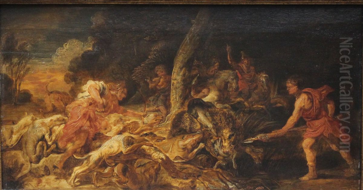 Jacht op het Calydonische everzwijn Oil Painting by (studio of) Rubens, Peter Paul