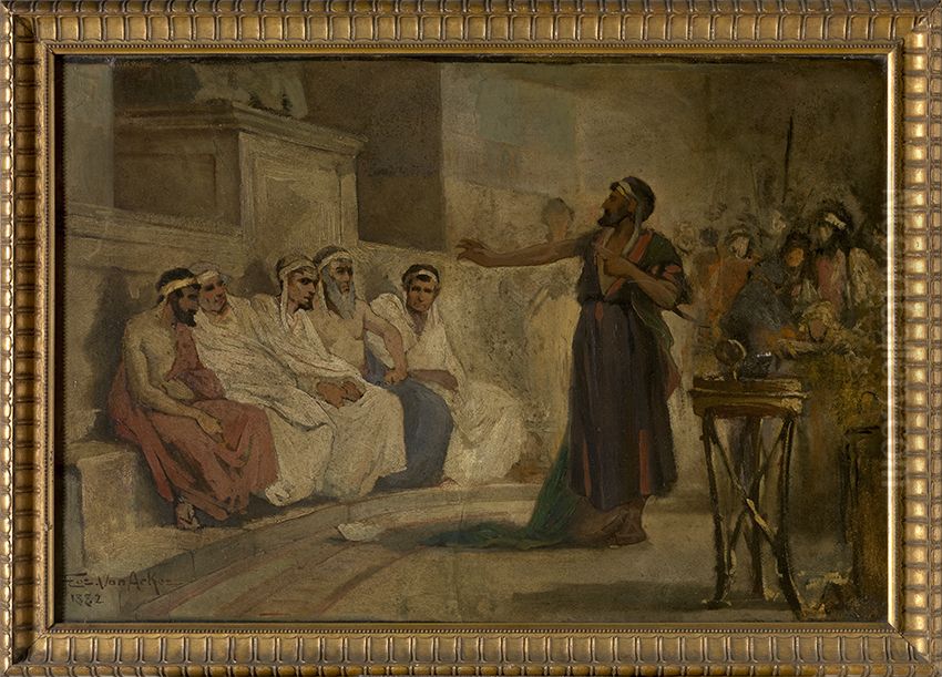 De heilige Paulus voor de Areopagus in Athene Oil Painting by Florimond Van Acker