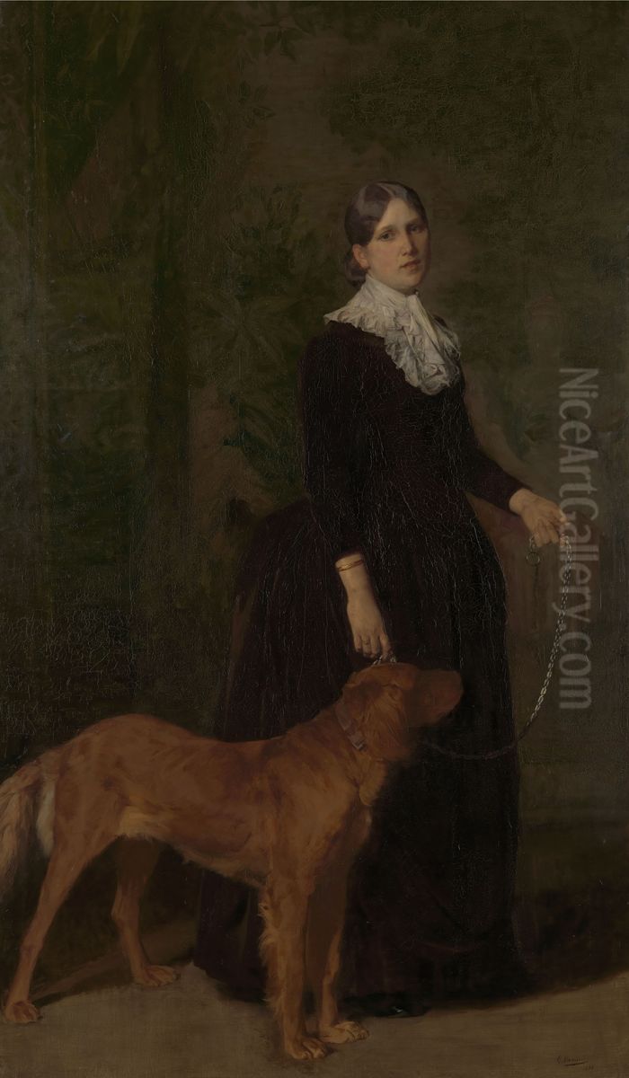 Portrait of Marie De Coster, the Artist's Wife Oil Painting by Gustaaf Vanaise