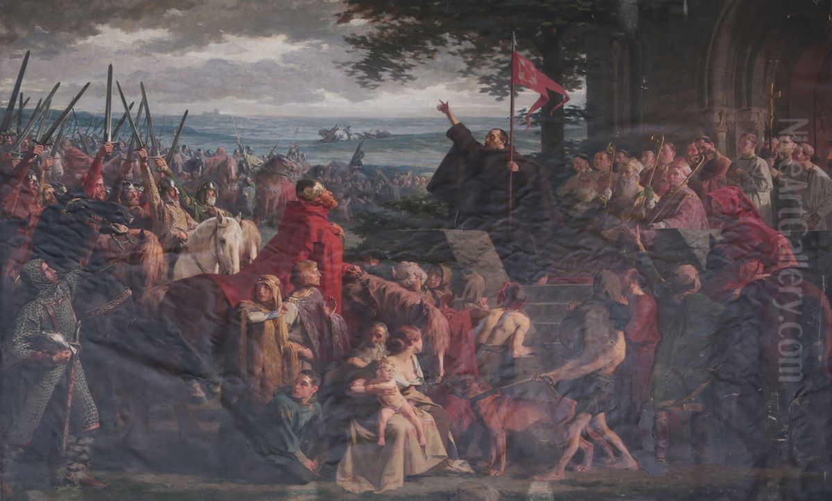 Peter the Hermit Preaching the First Crusade Oil Painting by Gustaaf Vanaise