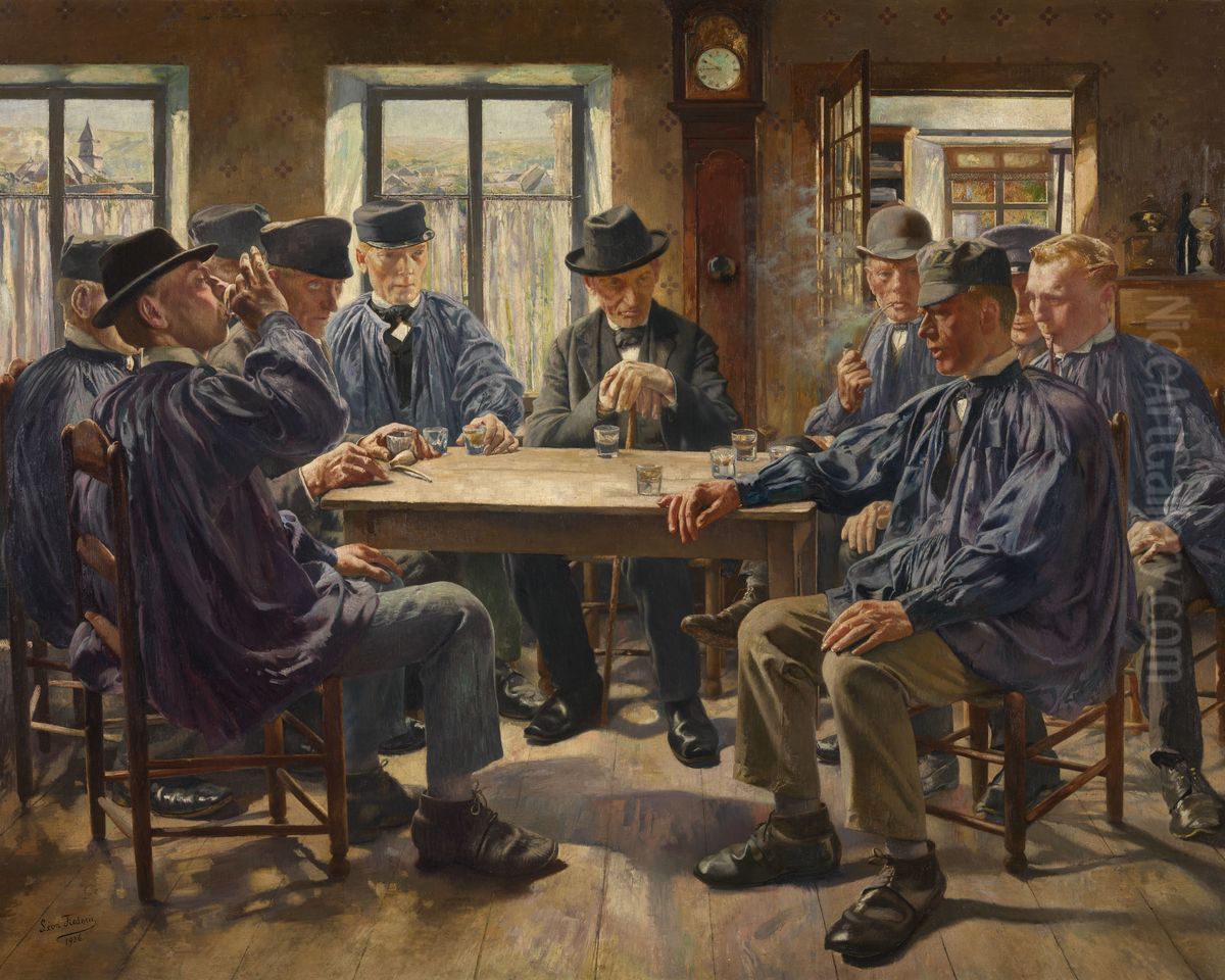 Sunday Morning, Before Mass Oil Painting by Leon Frederic