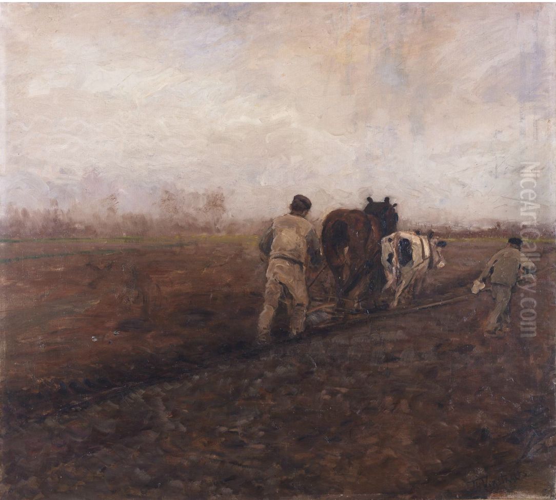 Farming Oil Painting by Theodore Verstraete