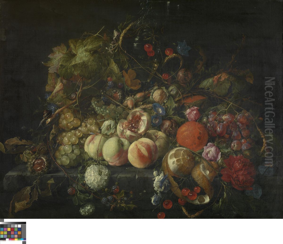 Still Life with Flowers and Fruits Oil Painting by Cornelis De Heem