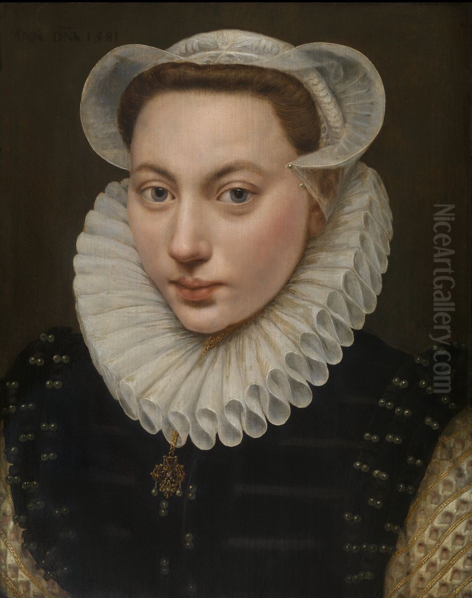 Portret van een jonge vrouw Oil Painting by Frans Pourbus the Elder
