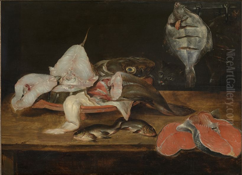 Stilleven met vis Oil Painting by Alexander Adriaenssen