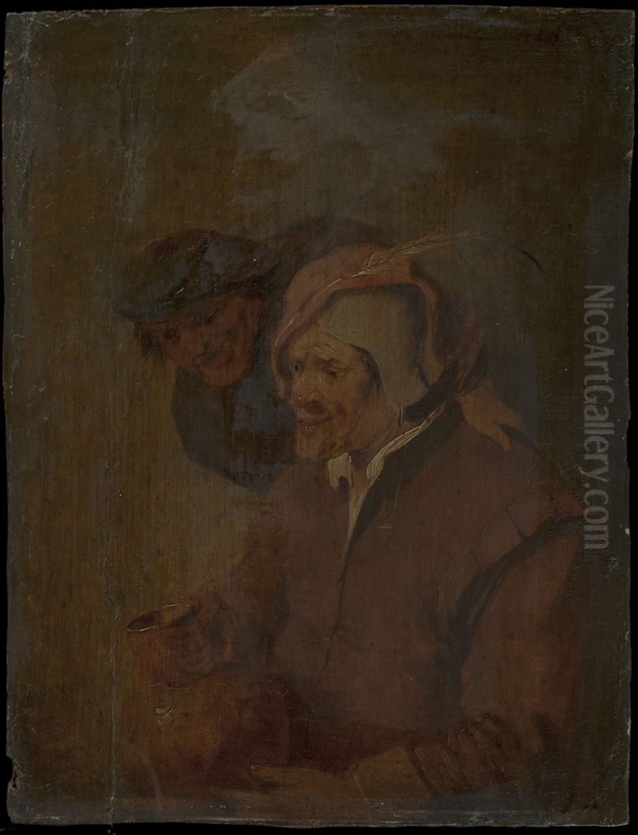 Two Men with a Jar Oil Painting by Mattheus van Helmont