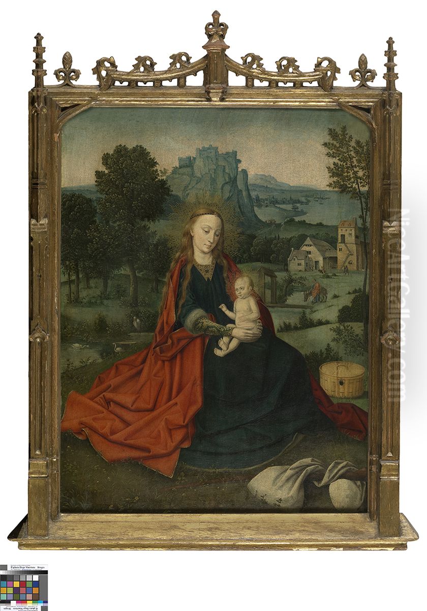 Madonna met Kind (Rust op de vlucht naar Egypte) Oil Painting by Jef Vanderveken