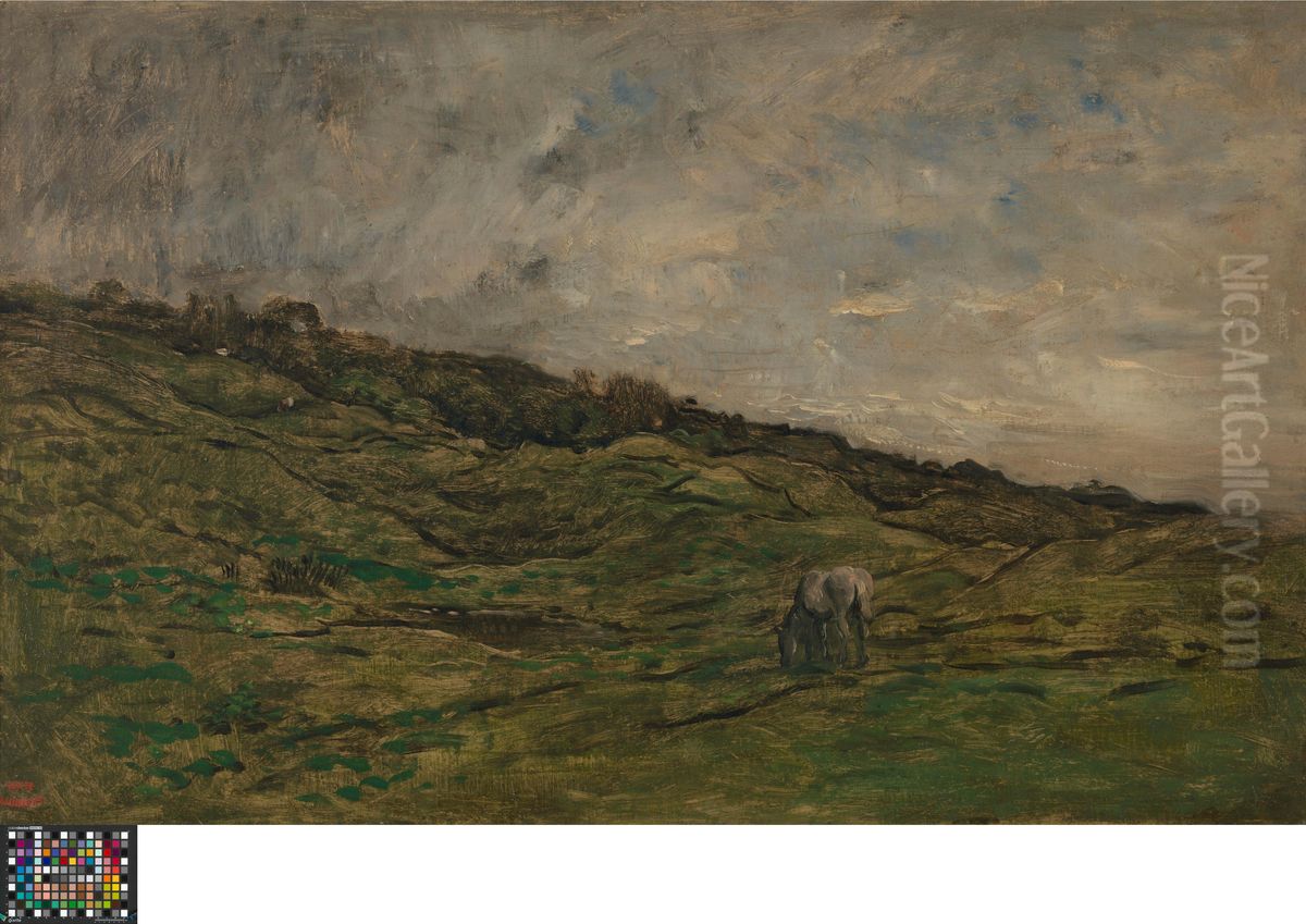 Pastures at Graves near Villerville (Normandy) Oil Painting by Charles-Francois Daubigny