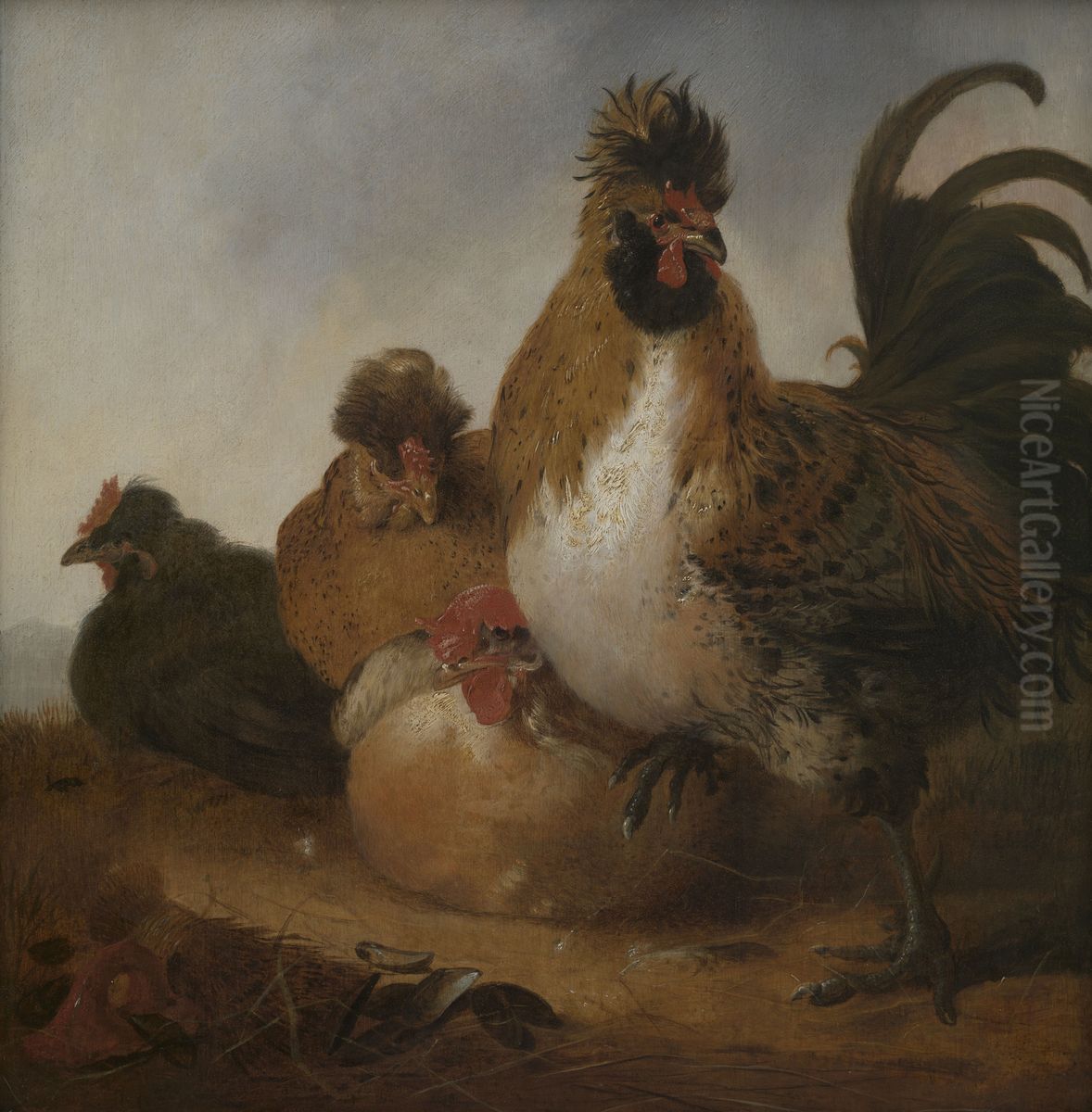 Cock and Hens Oil Painting by Aelbert Cuyp
