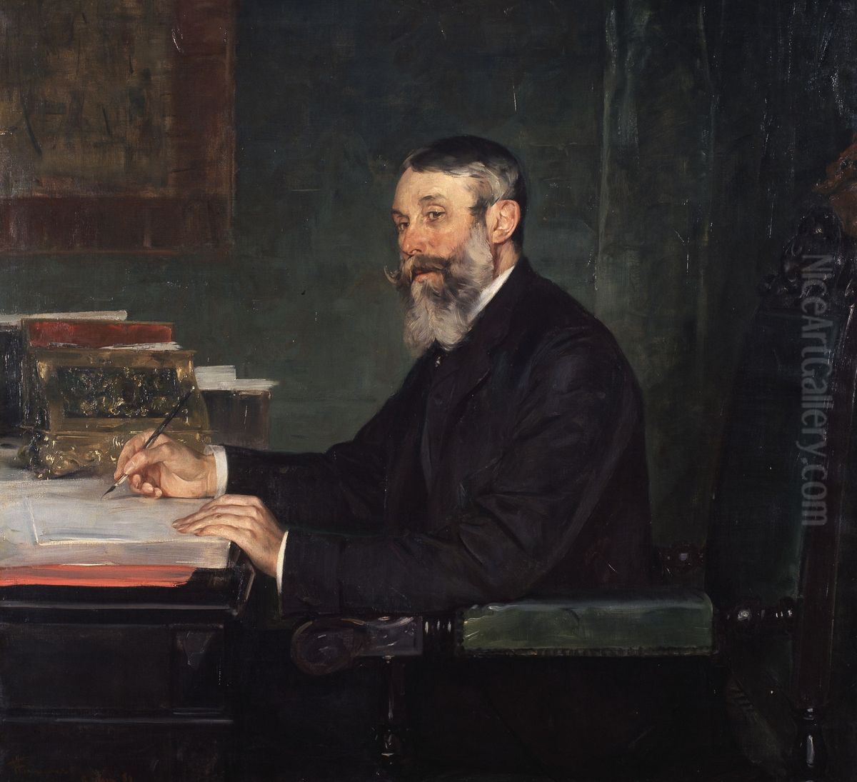 Portrait of the Politician Auguste Van Loo Oil Painting by Charles Hermans