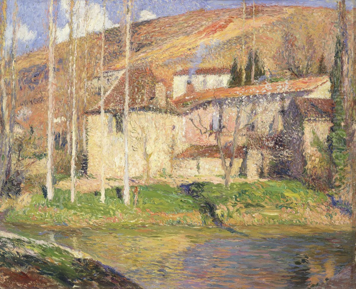 View of Labastide-du-Vert (Midi-Pyrenees) Oil Painting by Henri-Jean Guillaume Martin