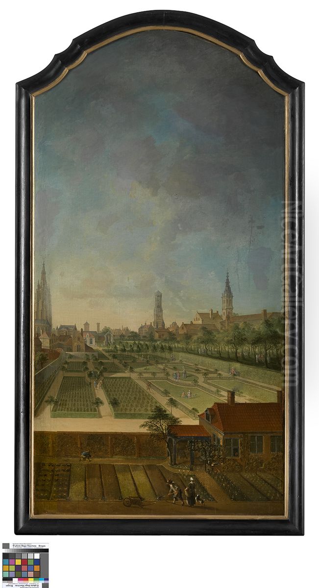 De tuin van de familie Willaeys-Vleys in Groeninge, Brugge Oil Painting by Jan Anton Garemyn