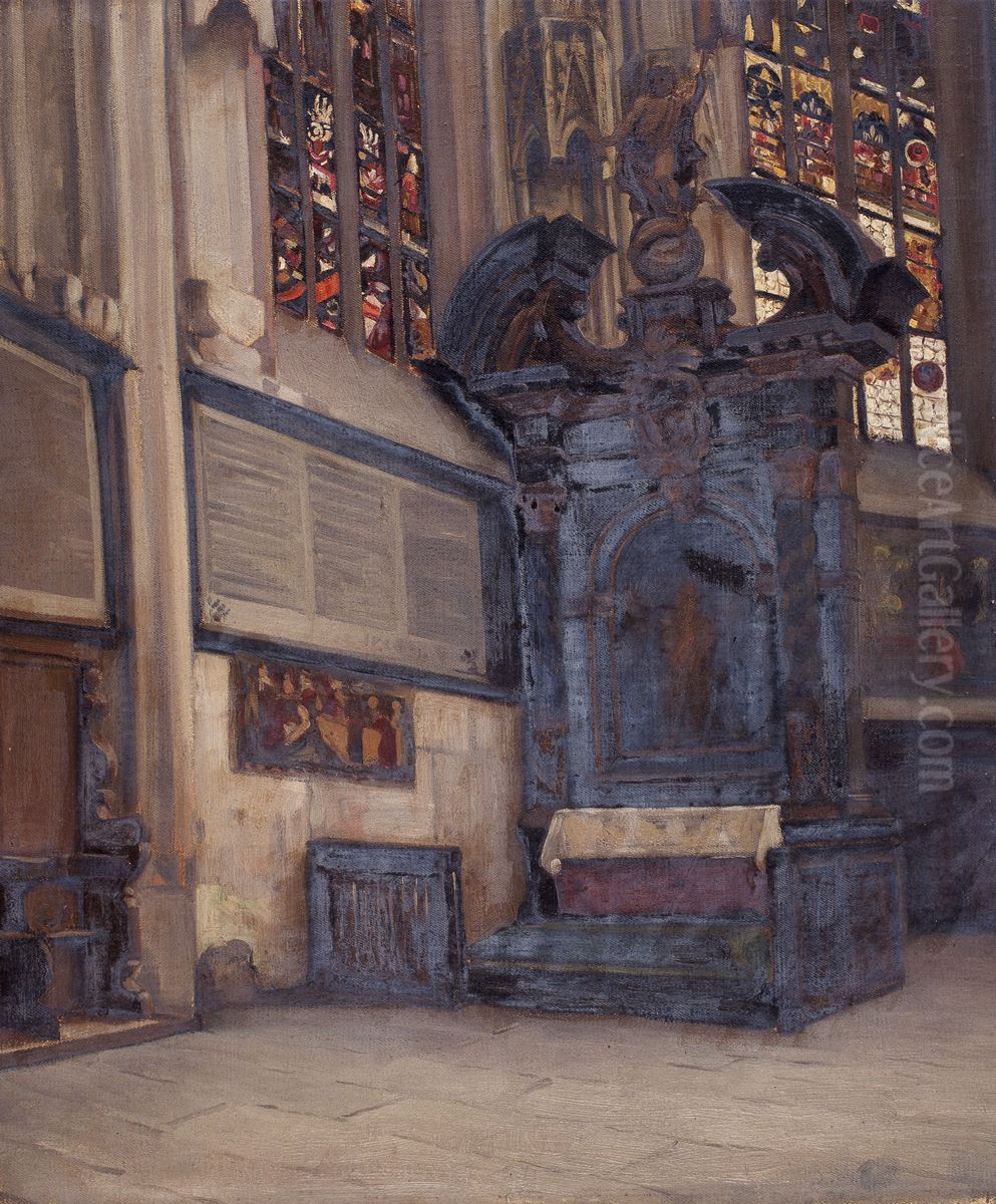 Interior of Saint Sebaldus' Church in Nuremberg Oil Painting by Fernand Scribe