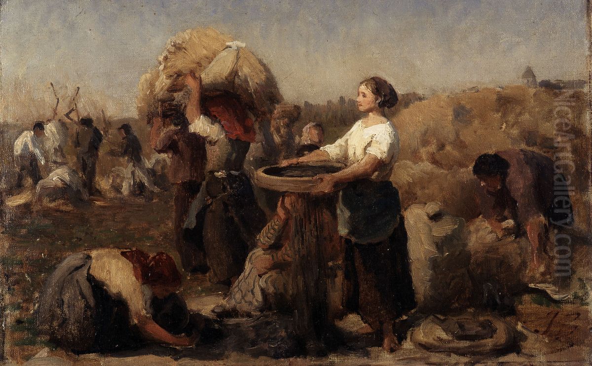 Poppies (study) Oil Painting by Jules Breton