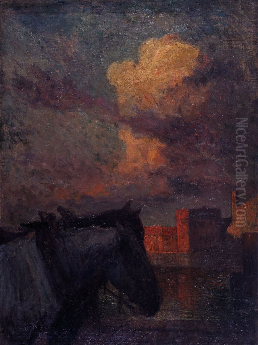 Evening Glow Oil Painting by Jean Delvin