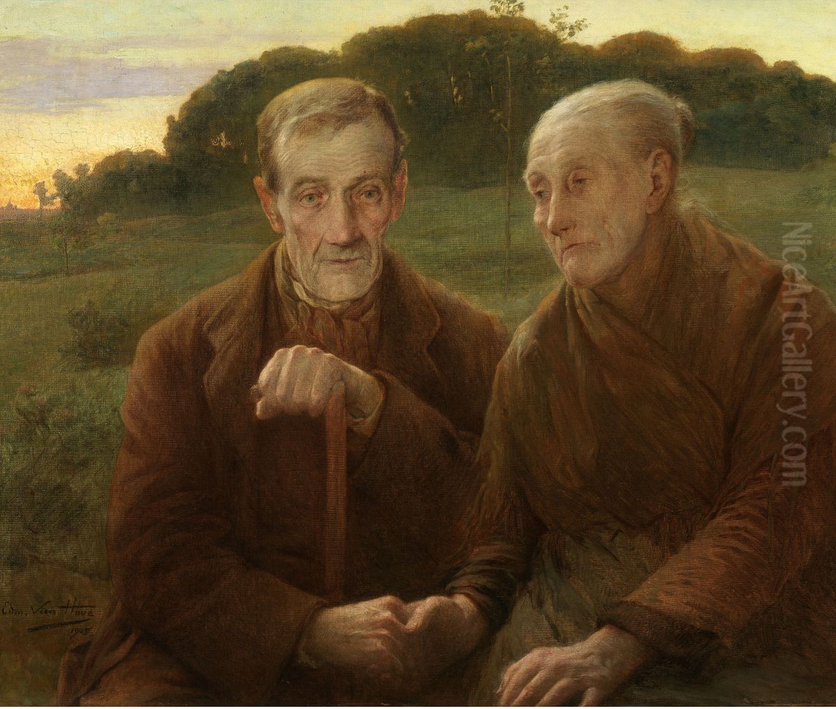 Life's sunset Oil Painting by Edmond Van Hove