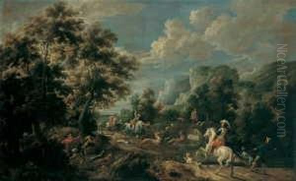 Die Hirschjagd. Oil Painting by Alexander Casteels