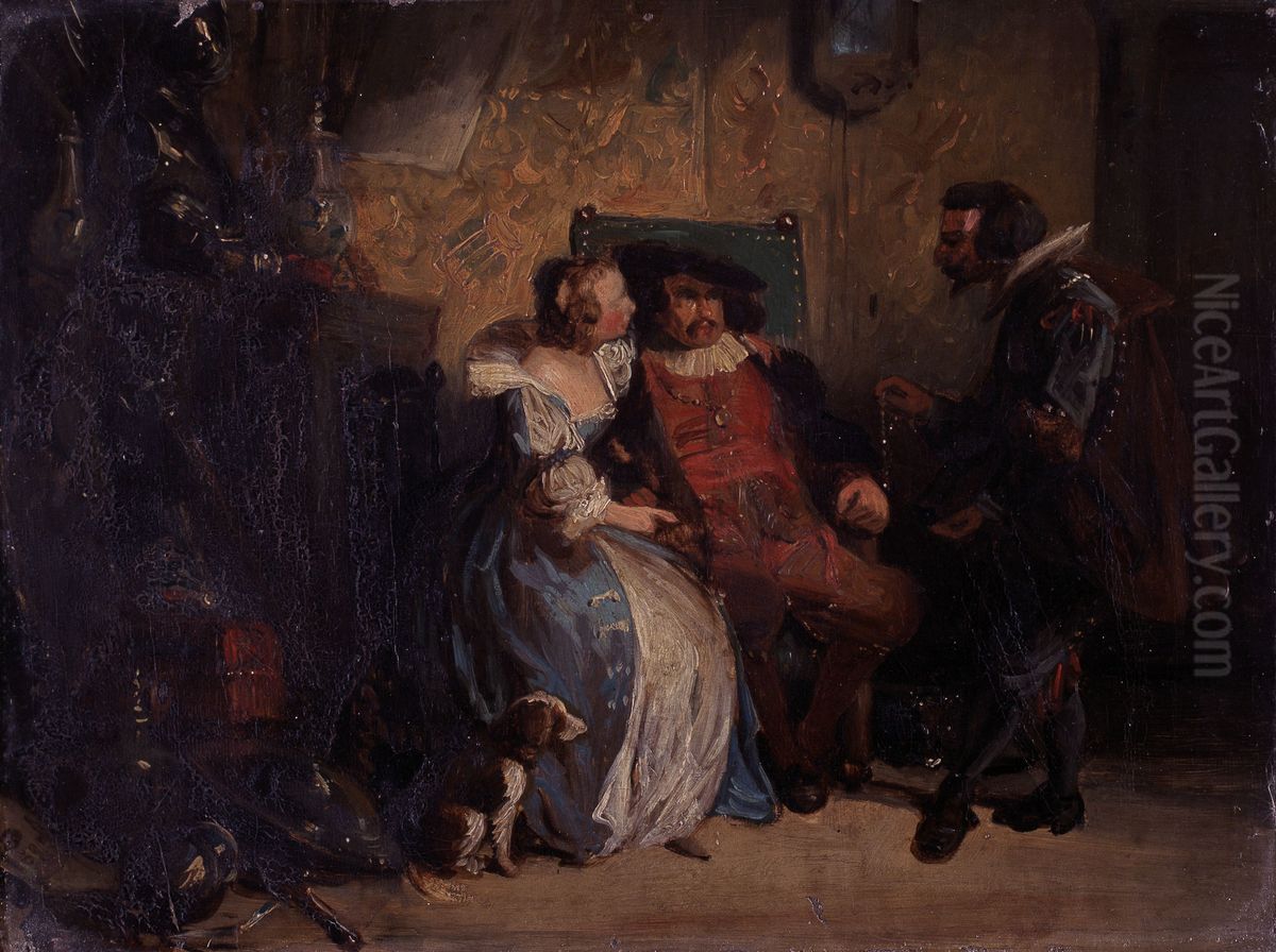 The Necklace (sketch) Oil Painting by Egide Charles Gustave Wappers