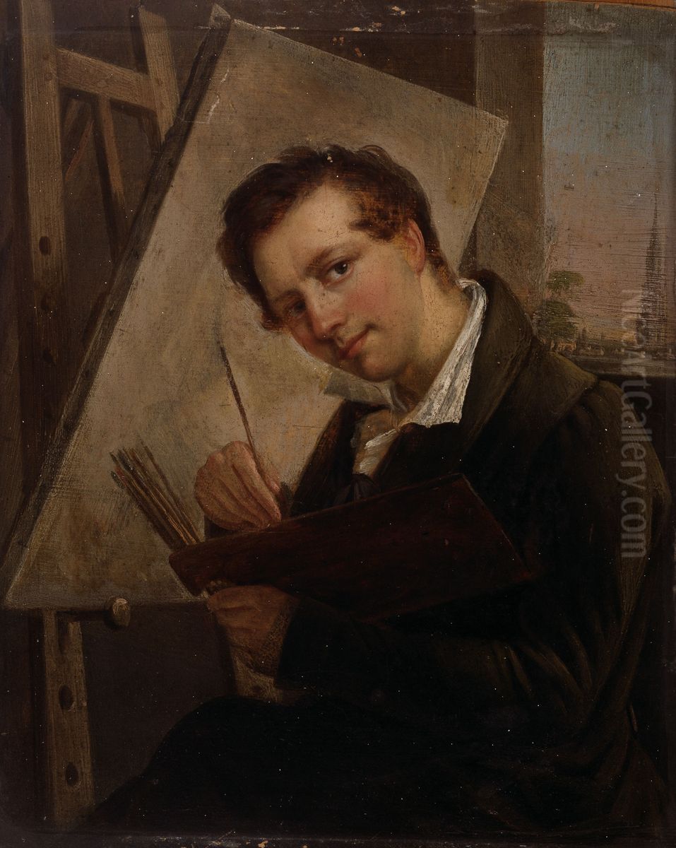 Self-Portrait Oil Painting by Charles Picque