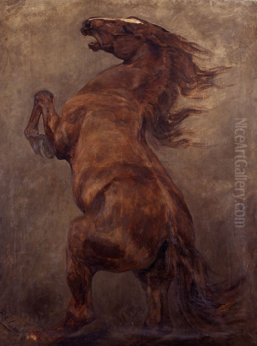 Prancing Horse Oil Painting by Jean Delvin
