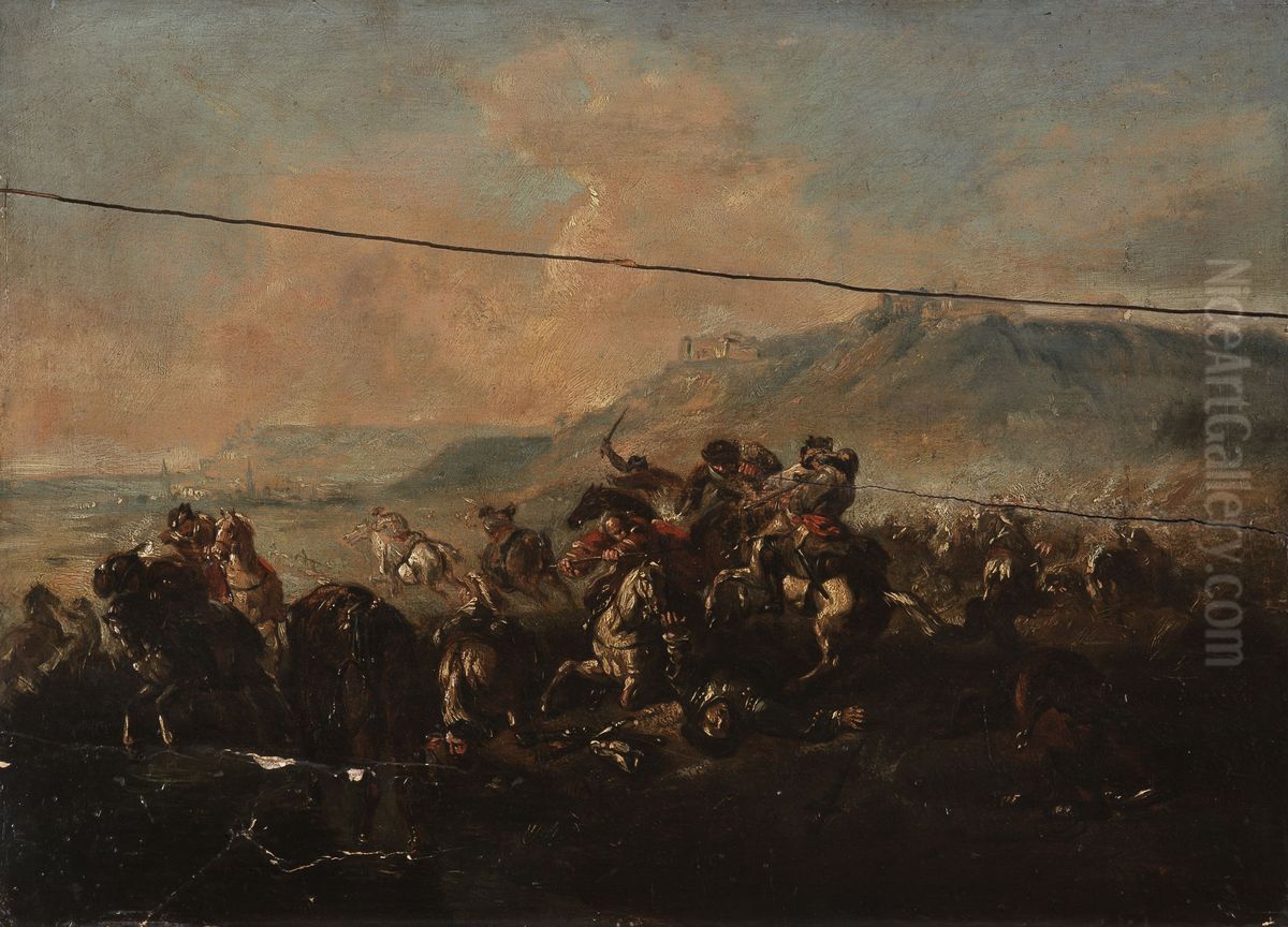 Cavalry Battle Oil Painting by Jacques Courtois
