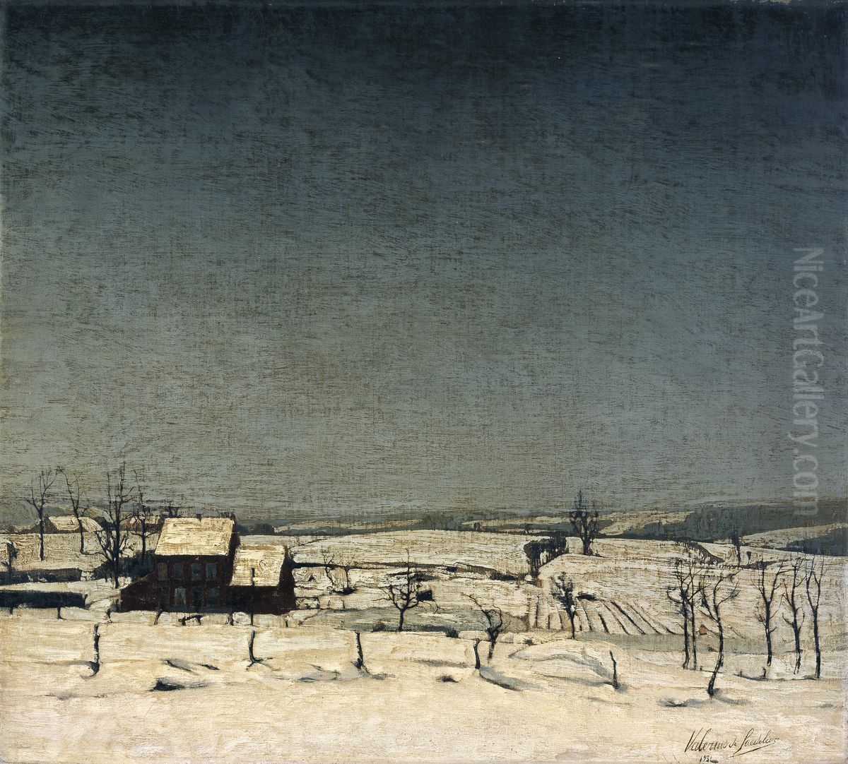 Snow Landscape in Flanders Oil Painting by Valerius De Saedeleer