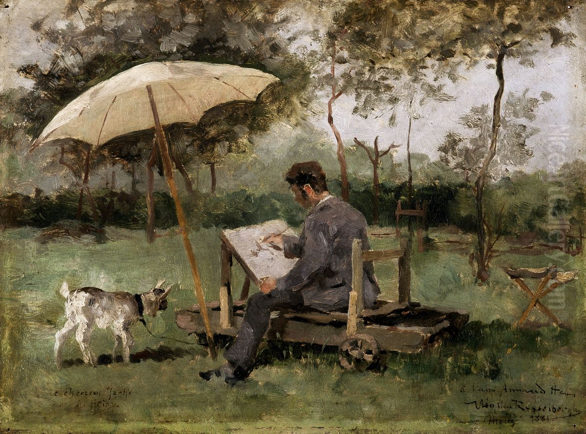 Armand Heins Painting Outdoors Oil Painting by Theo van Rysselberghe