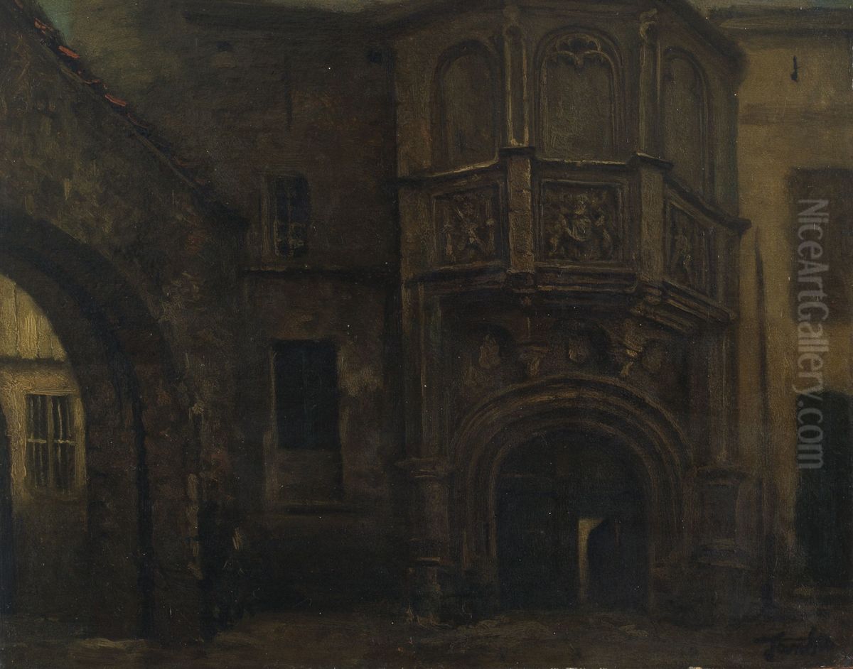 The Steen Castle in Antwerp Oil Painting by Jan Stobbaerts