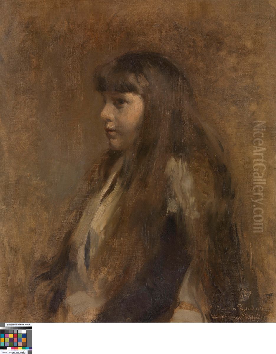 Portrait of a Girl Oil Painting by Theo van Rysselberghe