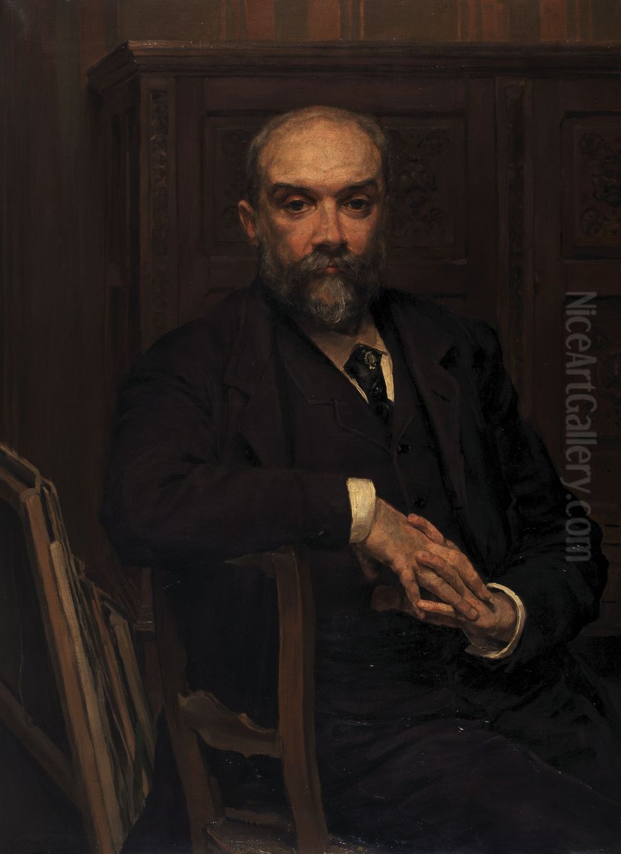 Portrait of the Architect Edmond De Vigne Oil Painting by Gustave Den Duyts
