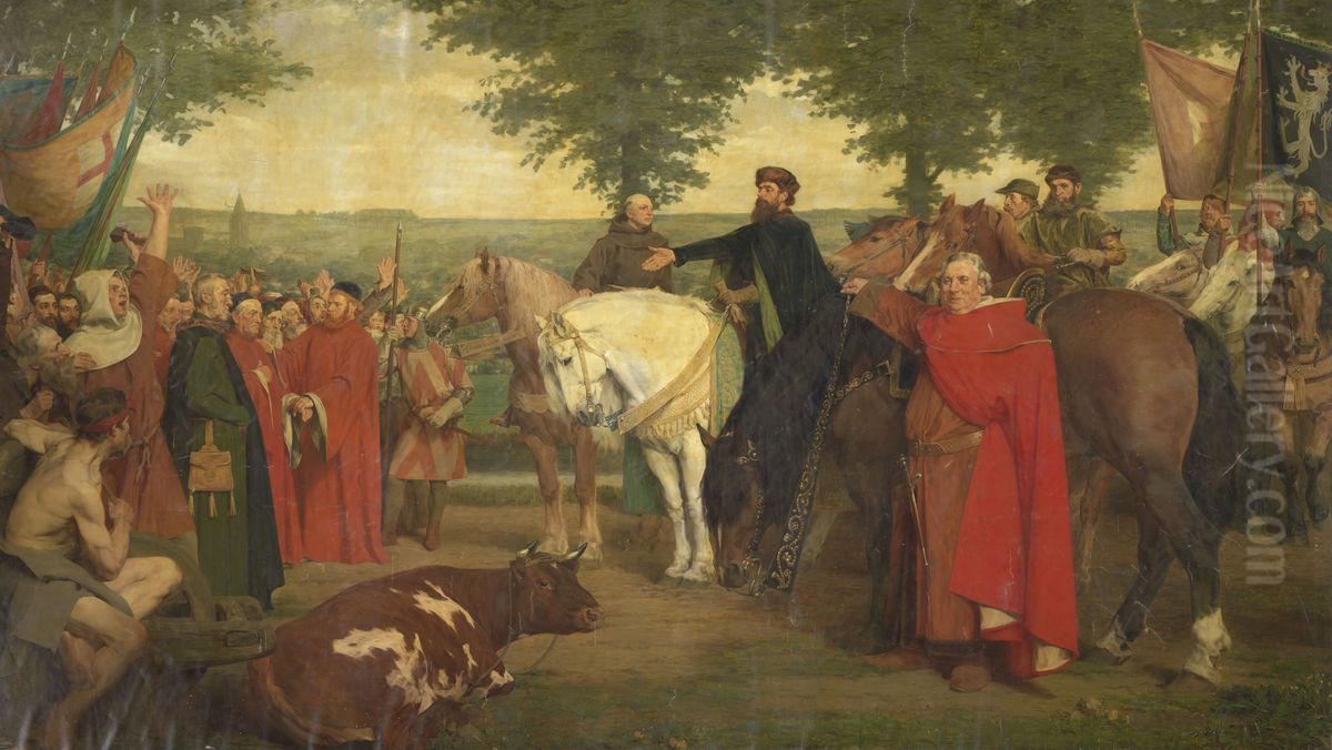 The Glorification of Jacob of Artevelde (study) Oil Painting by Gustaaf Vanaise