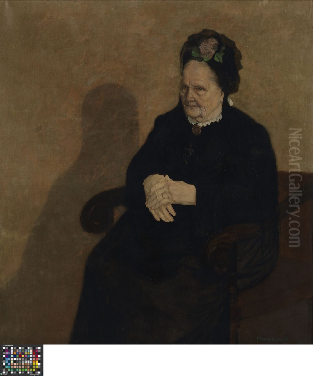 The Grandmother or Portrait of Roos Van Wijnendaele Oil Painting by Gustave Van De Woestijne