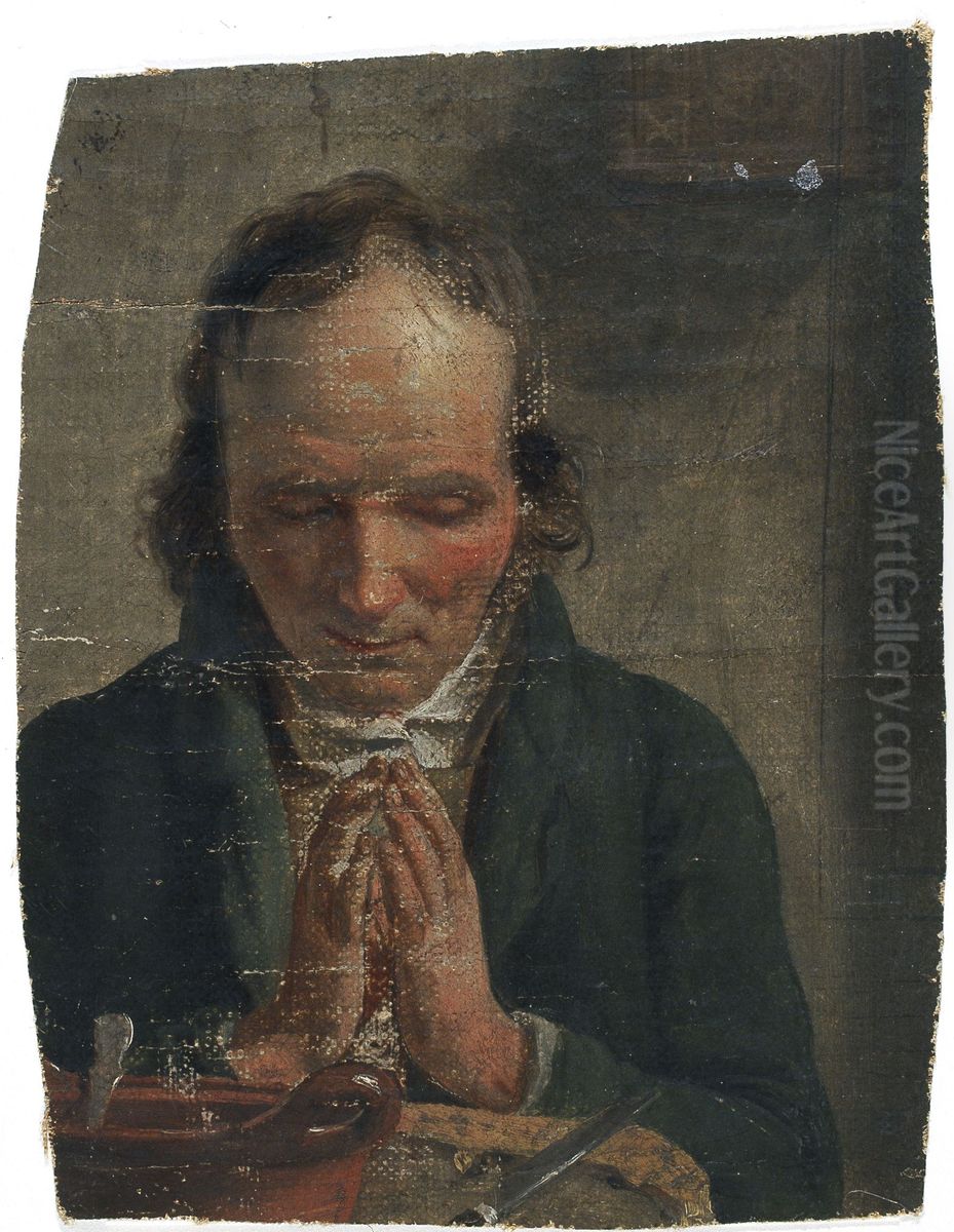 Man Saying Grace Oil Painting by Jozef Geirnaert
