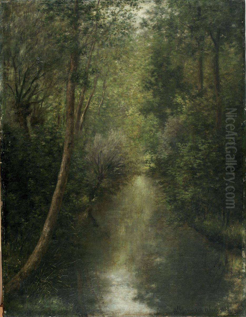 The River Zwalm in Munkzwalm Oil Painting by Albijn Van Den Abeele