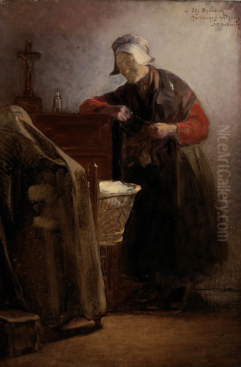 By the Cradle Oil Painting by Jan Frans De Boever