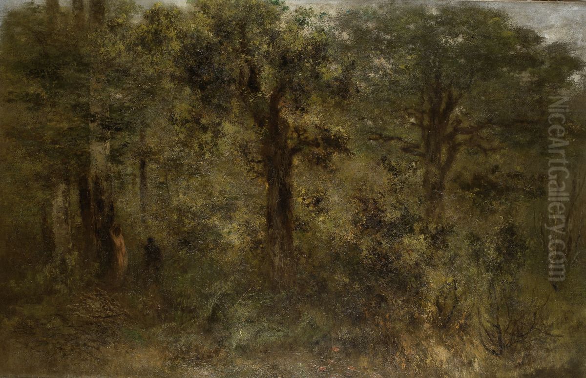 Woodland Scene in Gasny (Normandy) Oil Painting by Xavier De Cock