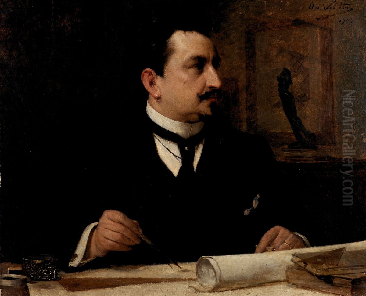 Portrait of Jules Ledoux Oil Painting by Edmond Van Hove