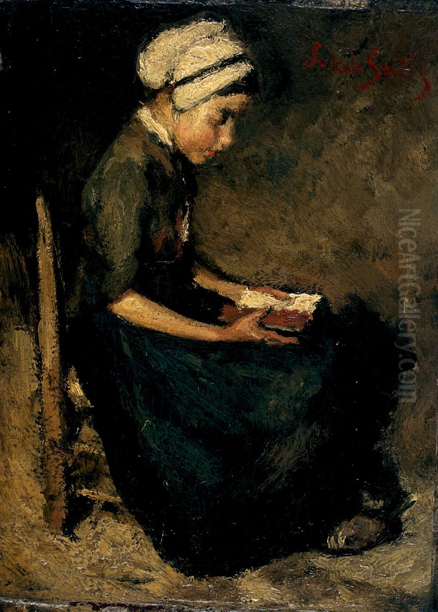 Reading Girl Oil Painting by Jakob Smits