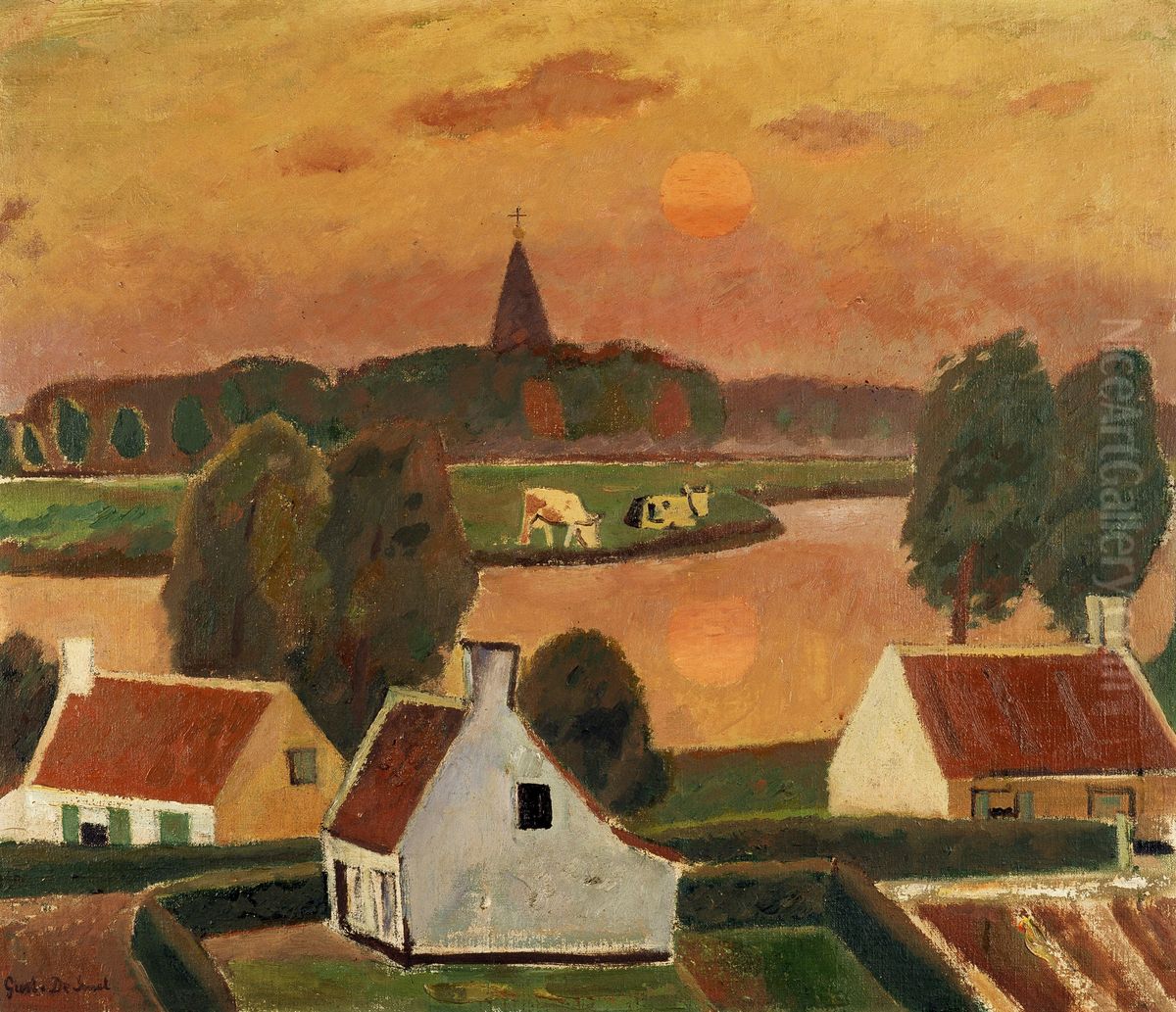 View of a Village Oil Painting by Gustave De Smet