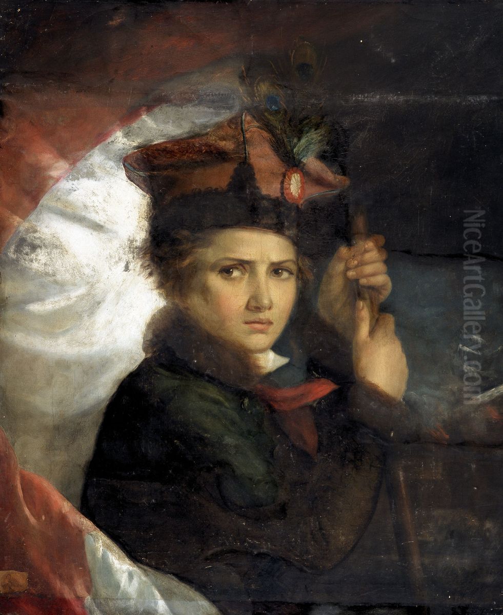 Young Polish Freedom Fighter Oil Painting by Adele Kindt