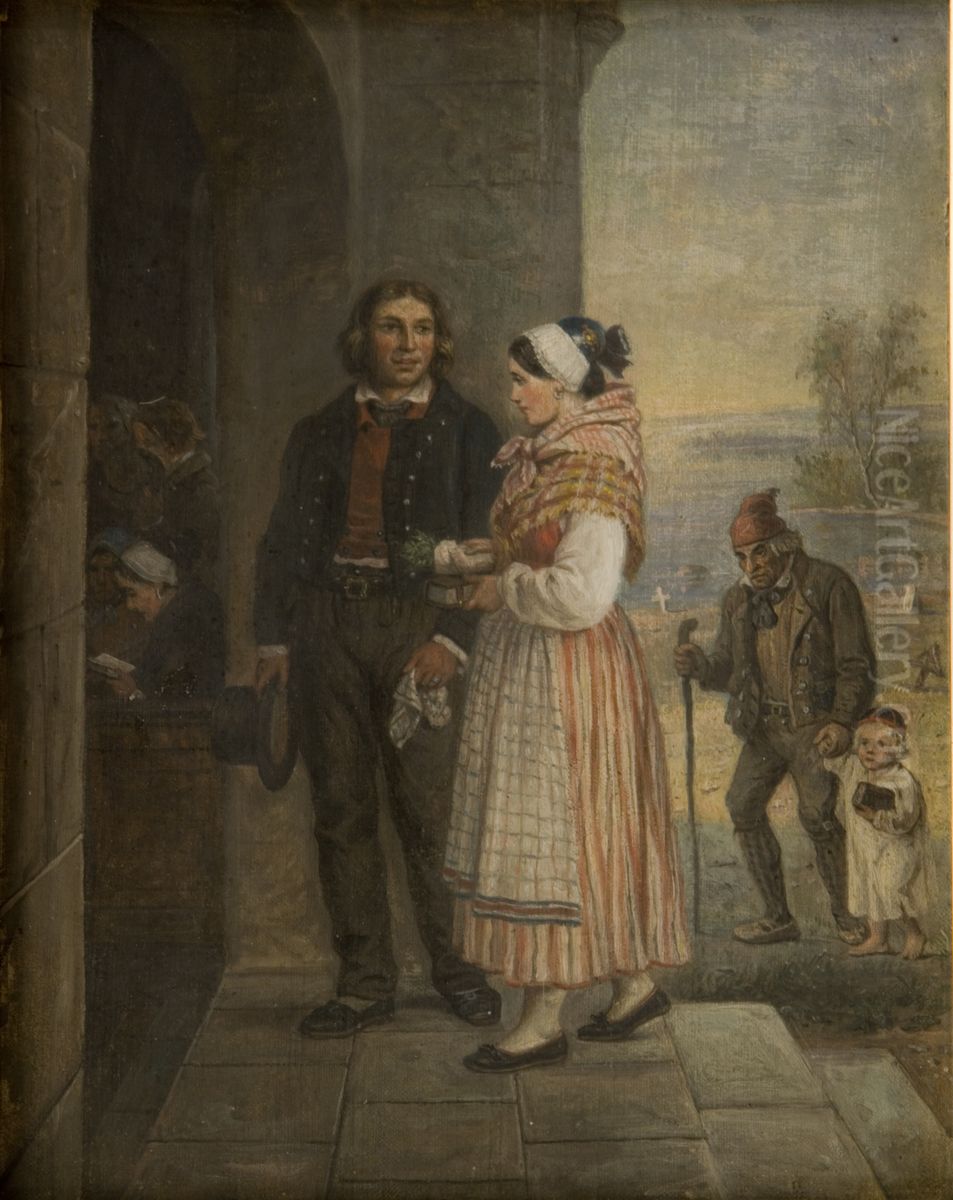 Churchgoers Oil Painting by Robert Wilhelm Ekman
