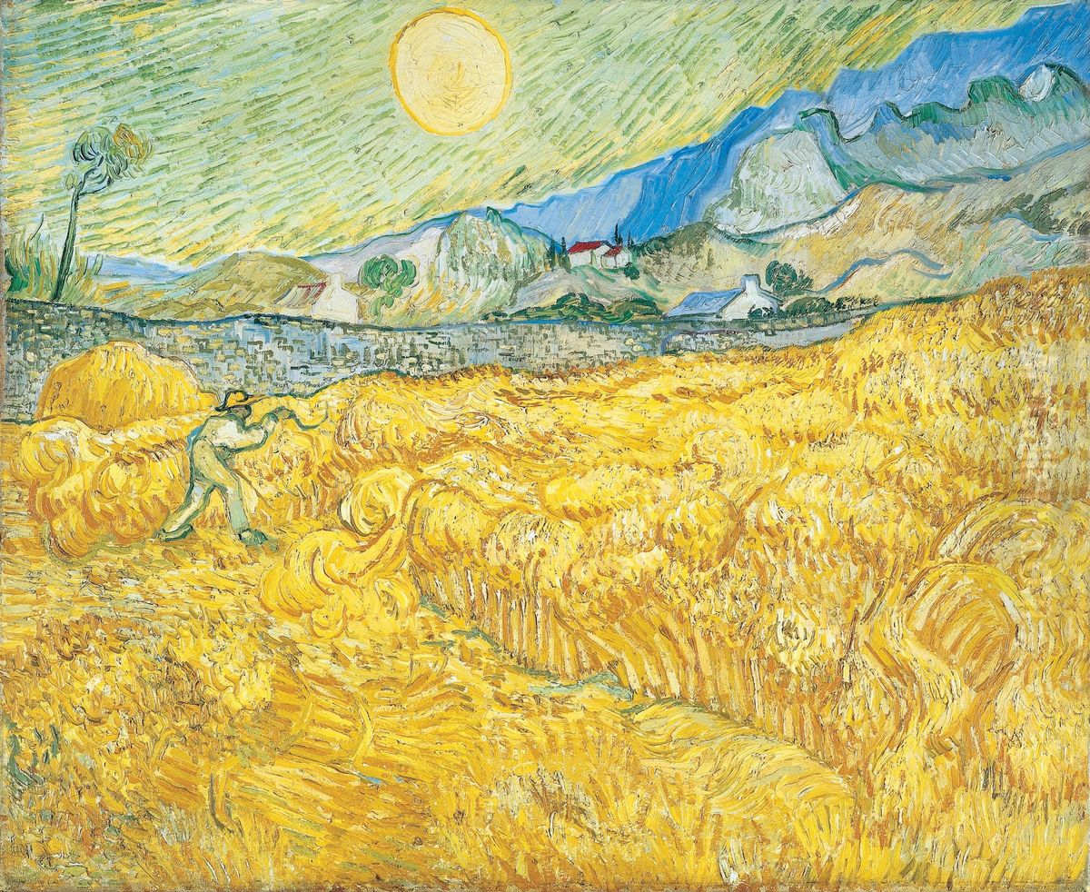 Wheat Field Behind Saint-Paul Hospital with a Reaper Oil Painting by Vincent Van Gogh