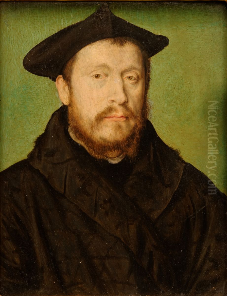 Portrait of a man by Corneille de Lyon Oil Painting by Corneille De Lyon