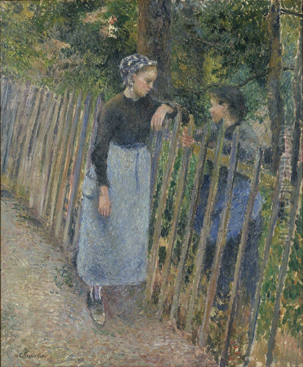 Conversation Oil Painting by Camille Pissarro