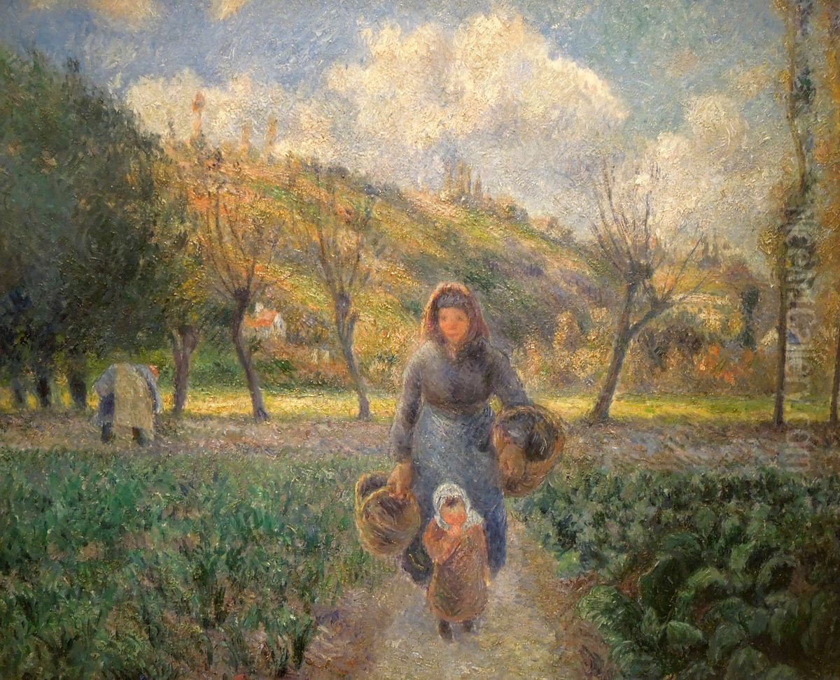 In the Vegetable Garden Oil Painting by Camille Pissarro