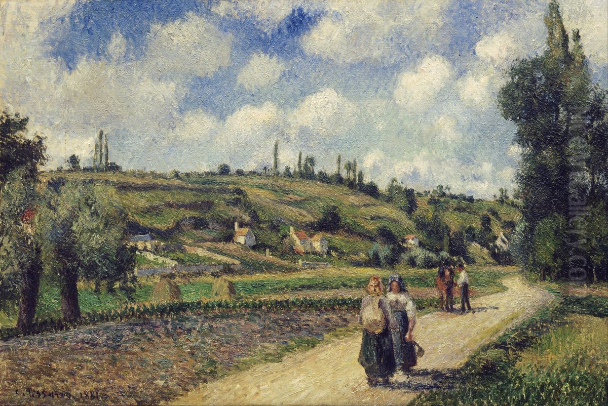 Landscape near Pontoise, the Auvers Road, 1881 Oil Painting by Camille Pissarro