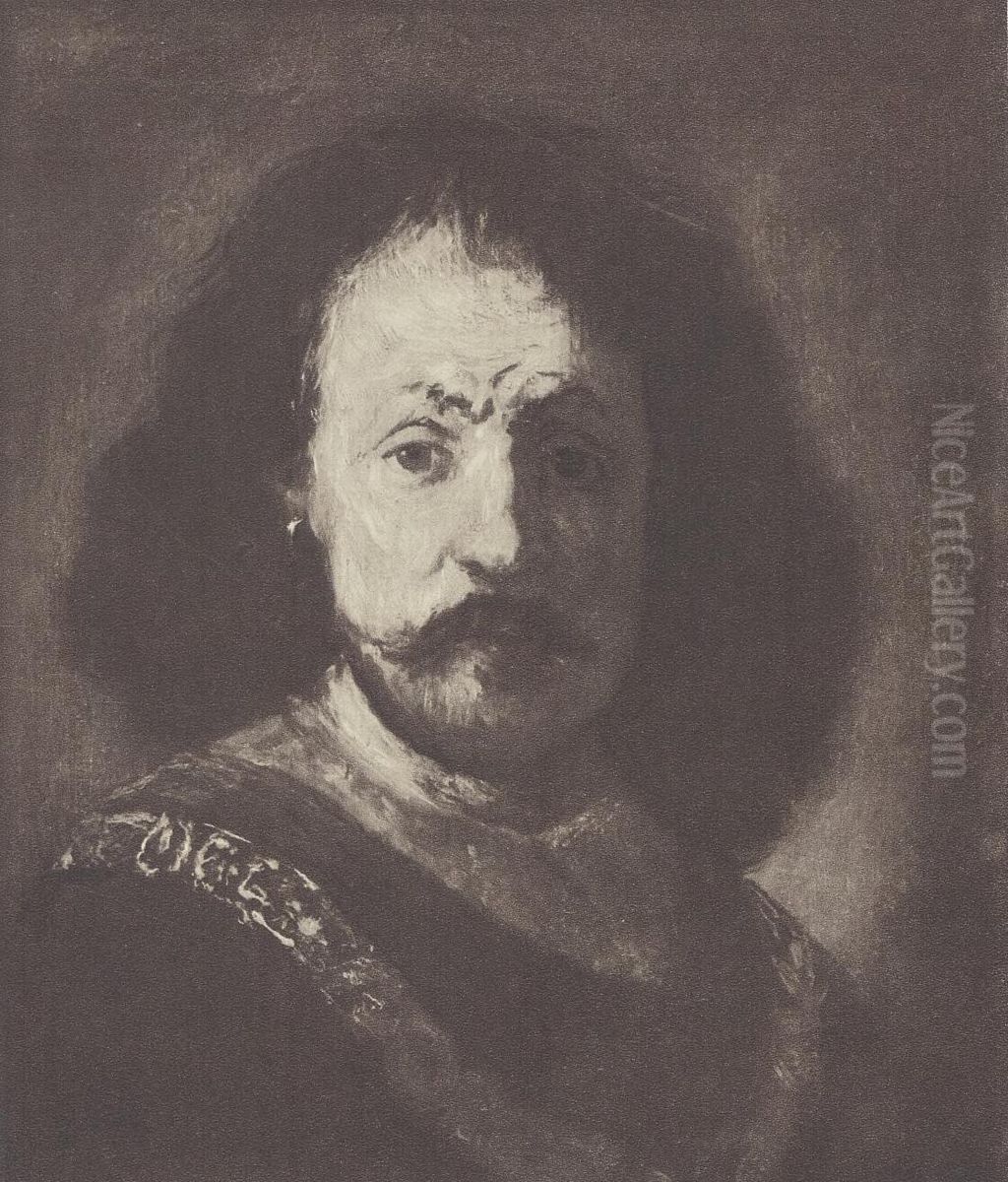 Bust of a man wearing a gold chain Oil Painting by Rembrandt
