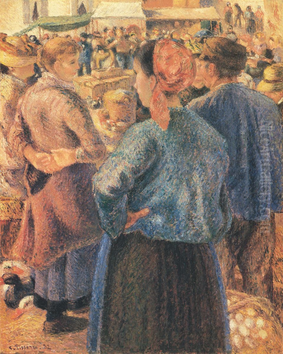 The Poultry Market, Pontoise Oil Painting by Camille Pissarro