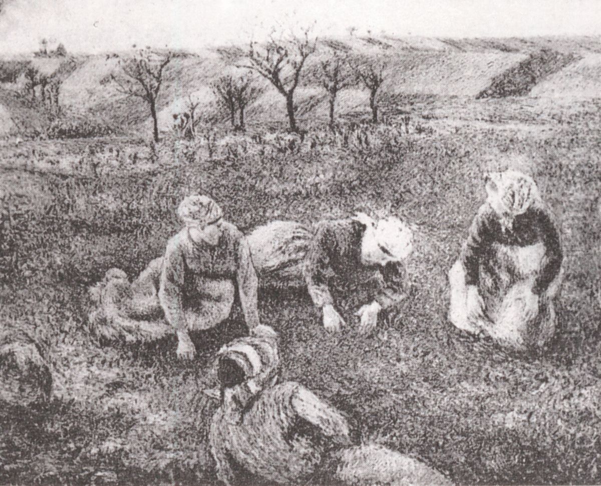 Les Sarcleuses, Pontoise Oil Painting by Camille Pissarro