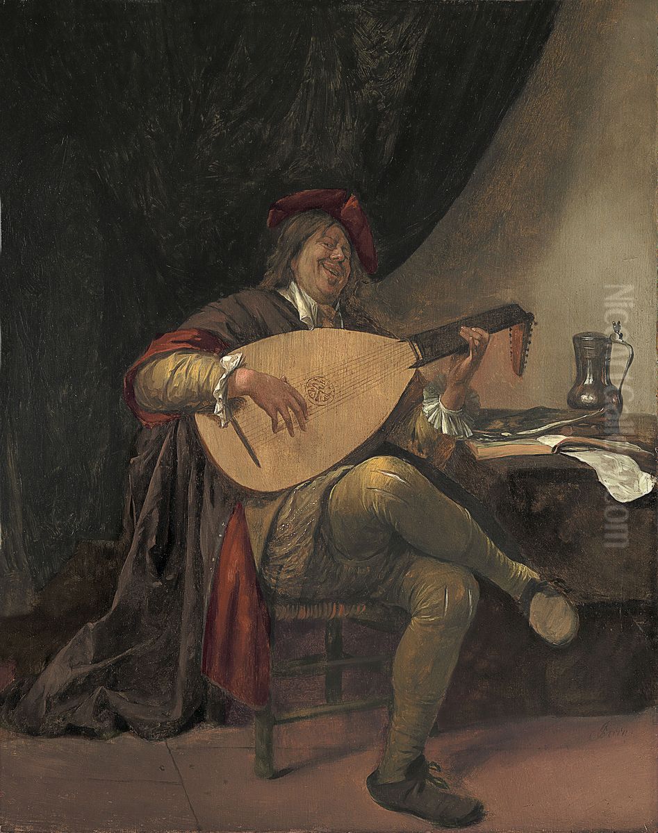 Selbstportrat als Lautenist Oil Painting by Jan Steen